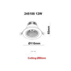 Bright Choice LED Downlight Runda Lutningsbar 12W 960lm 60D - 930 Varm Vit | 110mm - Utskärning 90mm - UGR <19