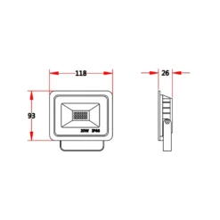 Bright Choice LED Strålkastare 20W 2000lm 100D - 840 Kallvit | IP66 - Symmetrisk