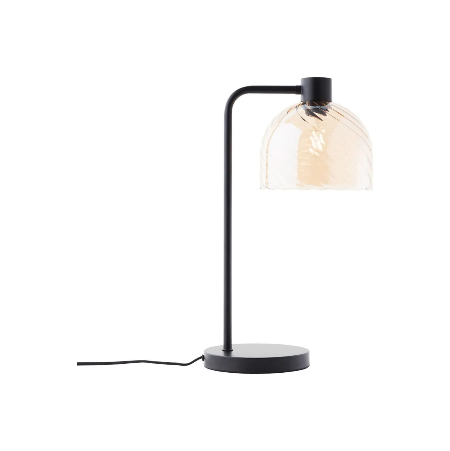 Brilliant Bordslampa Casto Glas Metall Svart Beige | 190mm - Passande för 1x E27