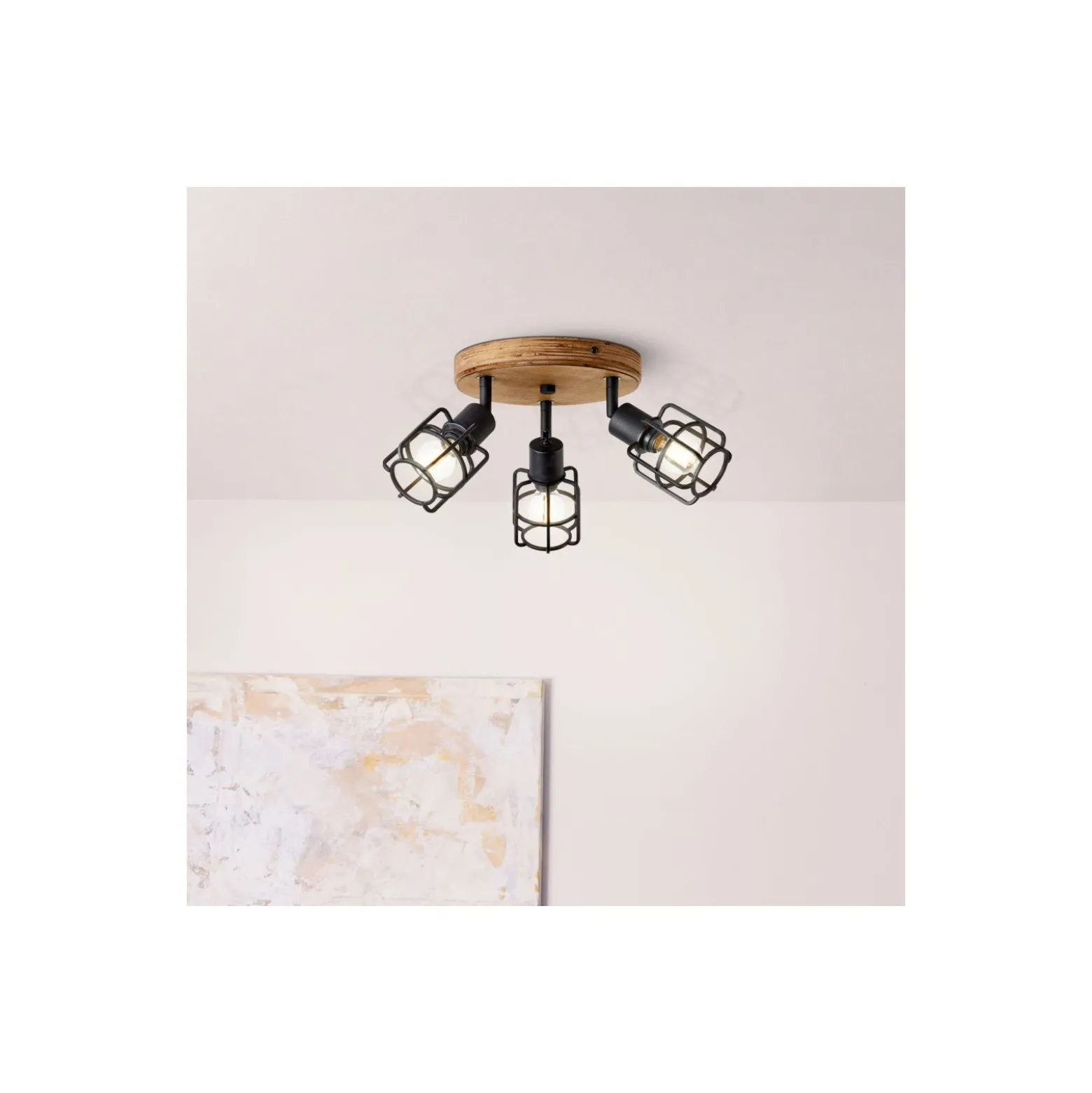 Brilliant Gwen Taklampa Metall Trä Svart | 350mm - Passande för 3x E14