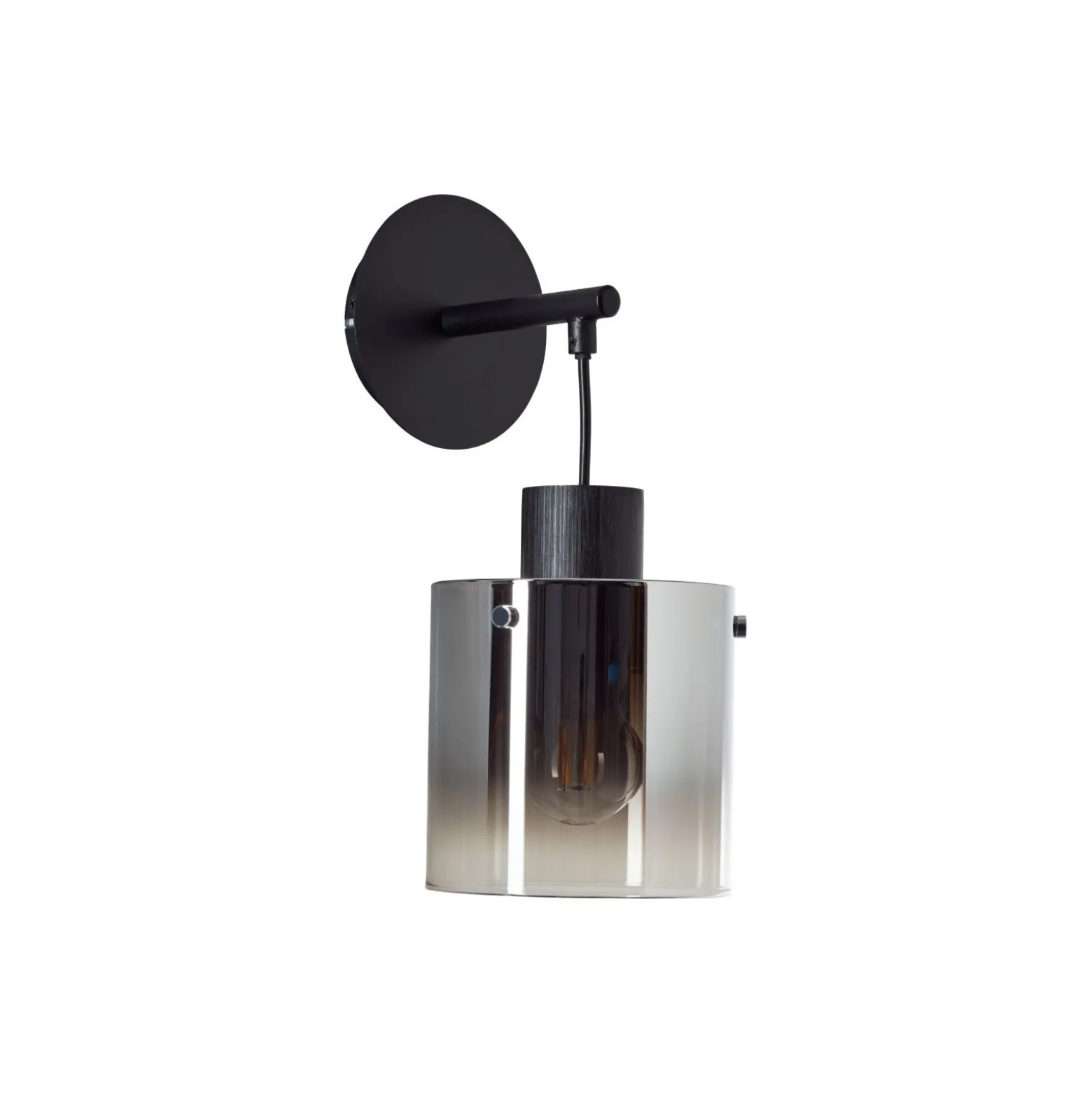Brilliant Simonis Vägglampa Glas Metall Smoke Svart | Passande för 1x E27