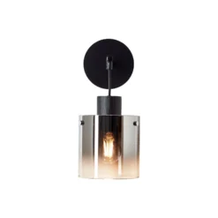 Brilliant Simonis Vägglampa Glas Metall Smoke Svart | Passande för 1x E27