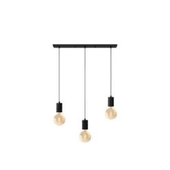 Calex Retro Pendellampa Cordset Rektangulär Metall Svart |incl. kabel 2 Meter - Passande för 3xE27