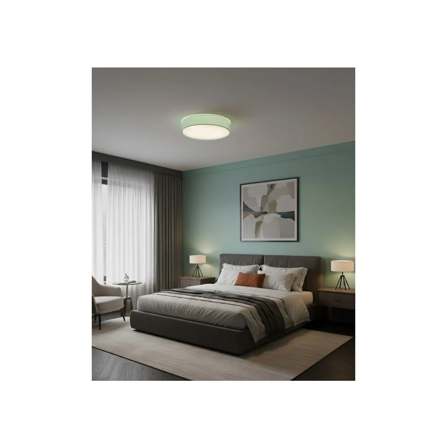 D'Lite Taklampa Lunelle 50cm Textil Grön | Passande För 3x E27