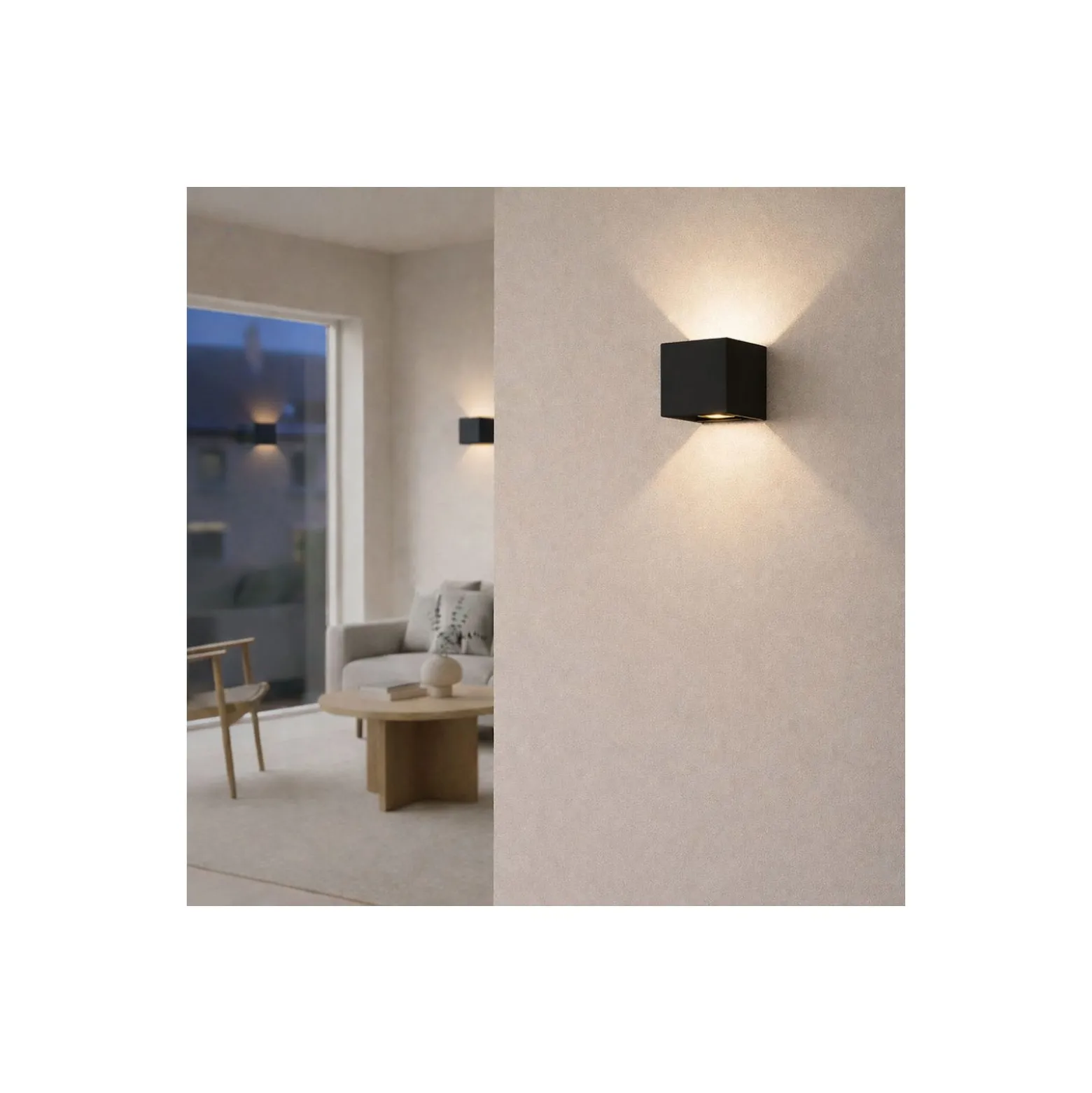 D'Lite Vägglampa Elingen Aluminium Svart Up & Down 4.9W 480lm - 830 Varm Vit | IP65 - Ljussensor