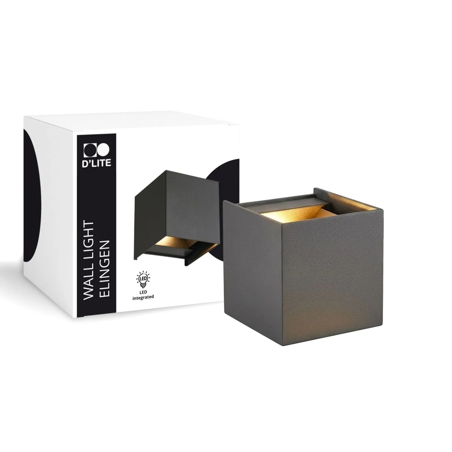 D'Lite Vägglampa Elingen Svart Up & Down 4.9W 480lm - 830 Varm Vit | IP65