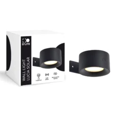 D'Lite Vägglampa Lucia Svart 1.5W - 830 Varm Vit | IP54 - Solar Batteri - Ljussensor