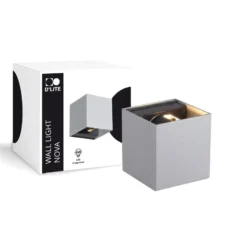 D'Lite Vägglampa Nova Silver Up & Down 4.9W 480lm - 830 Varm Vit | IP54 - Justerbar strålvinkel