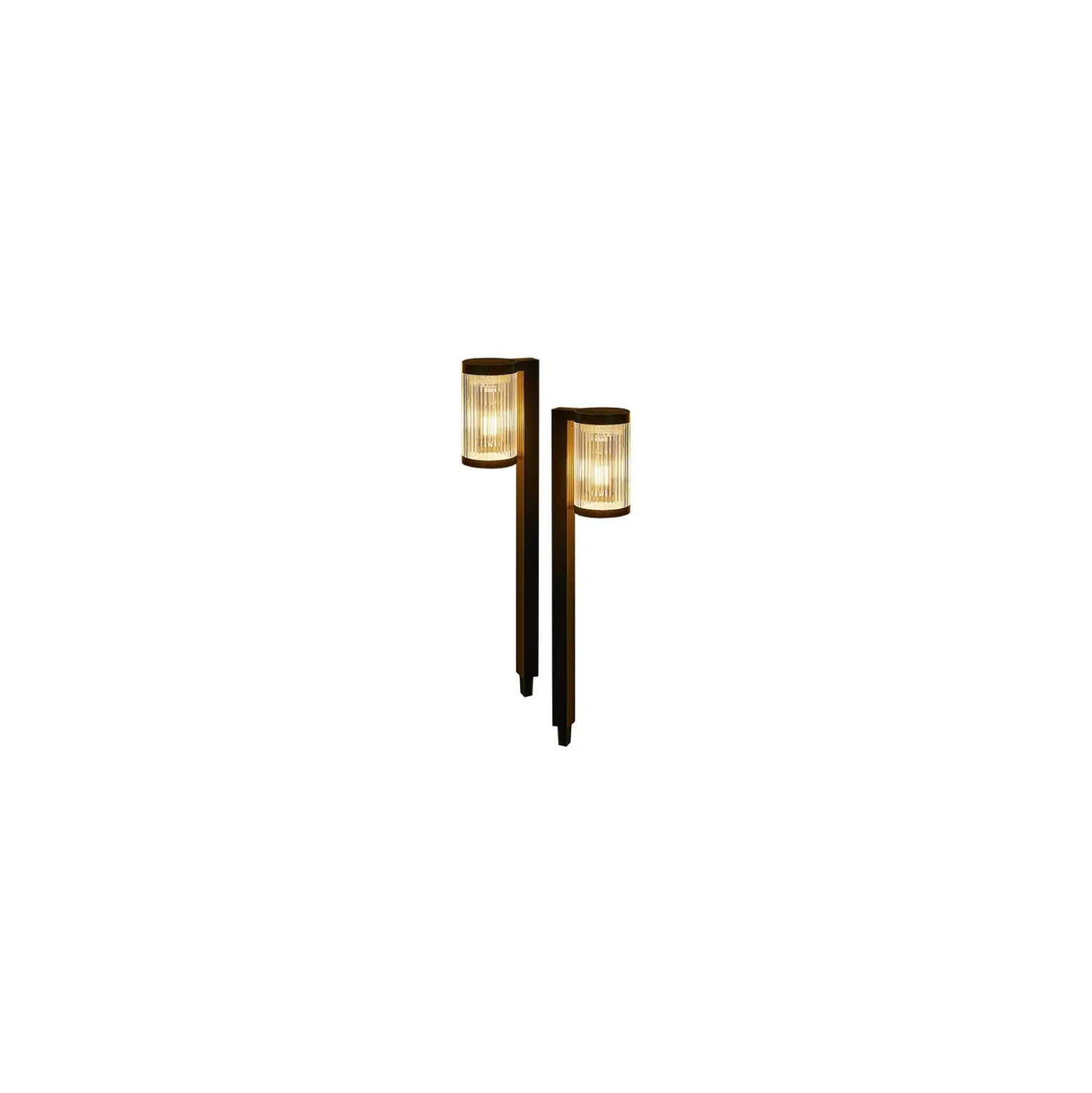 Dubbelpack 2x Interlight Spik Ljus Solar Trädgård Lykta Svart 1W 40lm - 830 Varm Vit | incl. Batteri