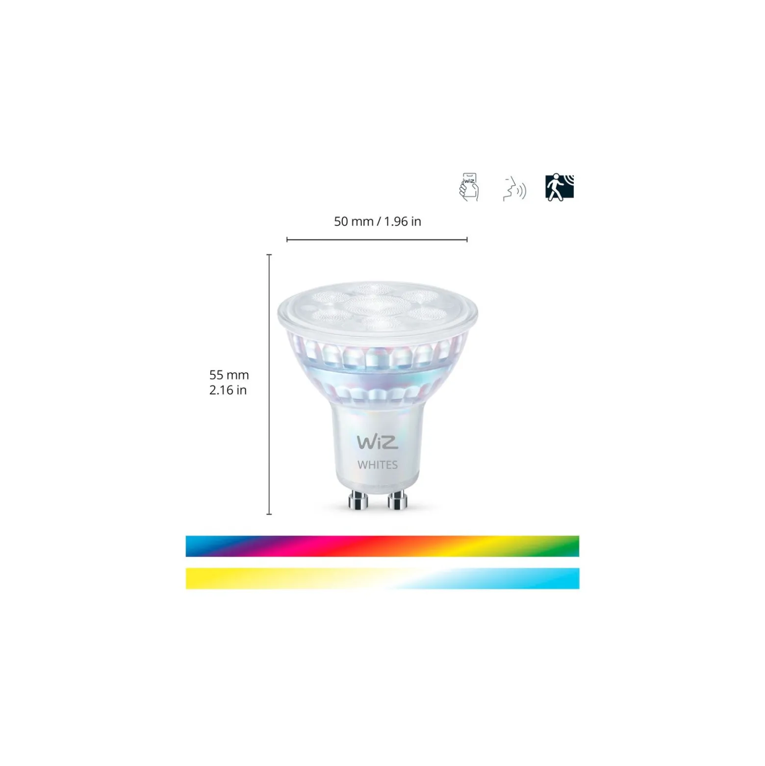 Dubbelpack 2x WiZ Smart LED Spot GU10 PAR16 5W 400lm 36D | Bästa Färgåtergivning - Dimbar - Ersättare 50W