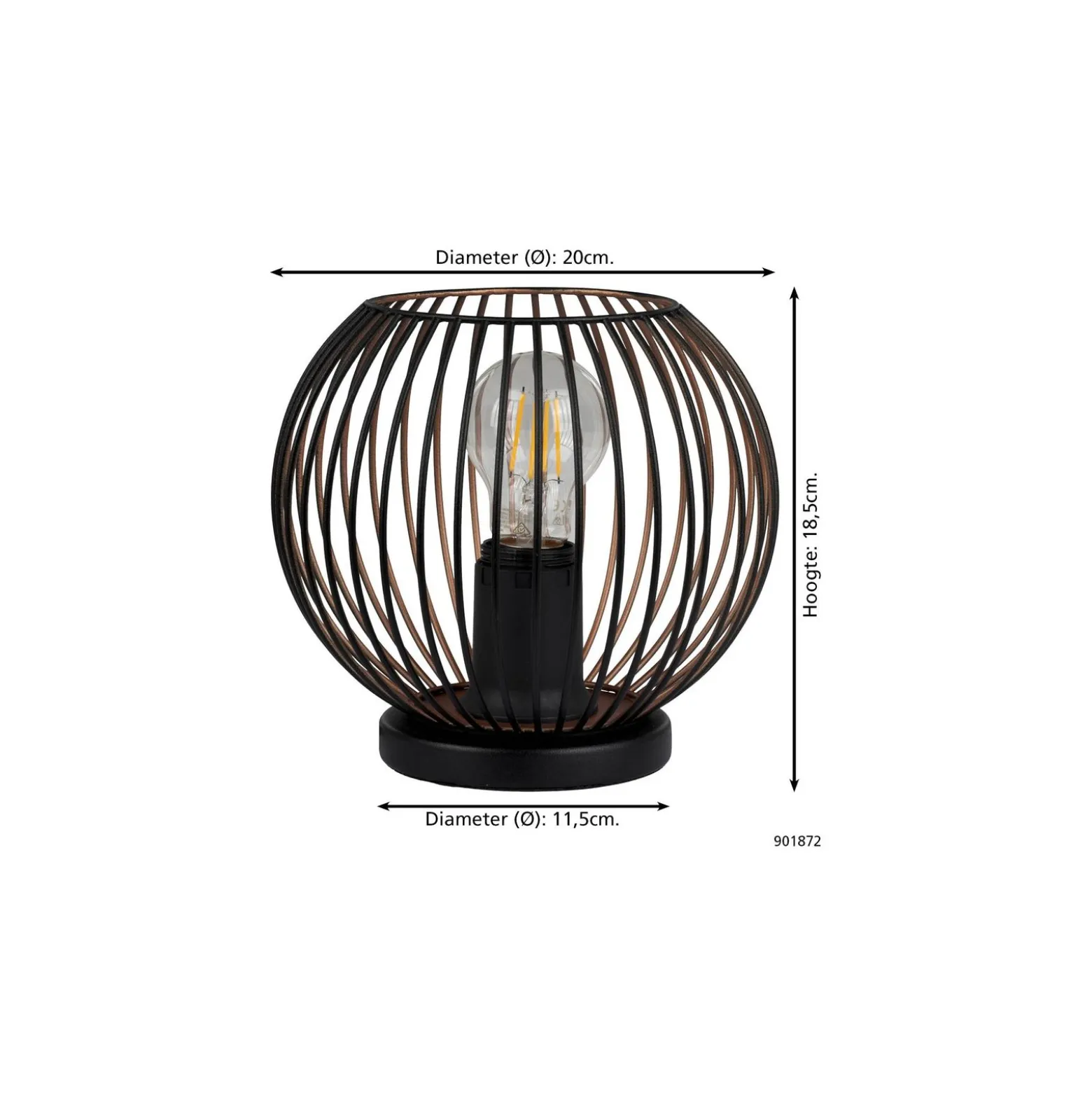 Eglo Bordslampa Almanzora Stål Svart Koppar | IP20 - Passande för 1x E27