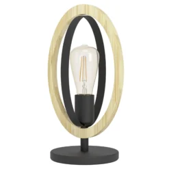 Eglo Bordslampa Basildon Stål Svart Trä | Passande För 1x E27