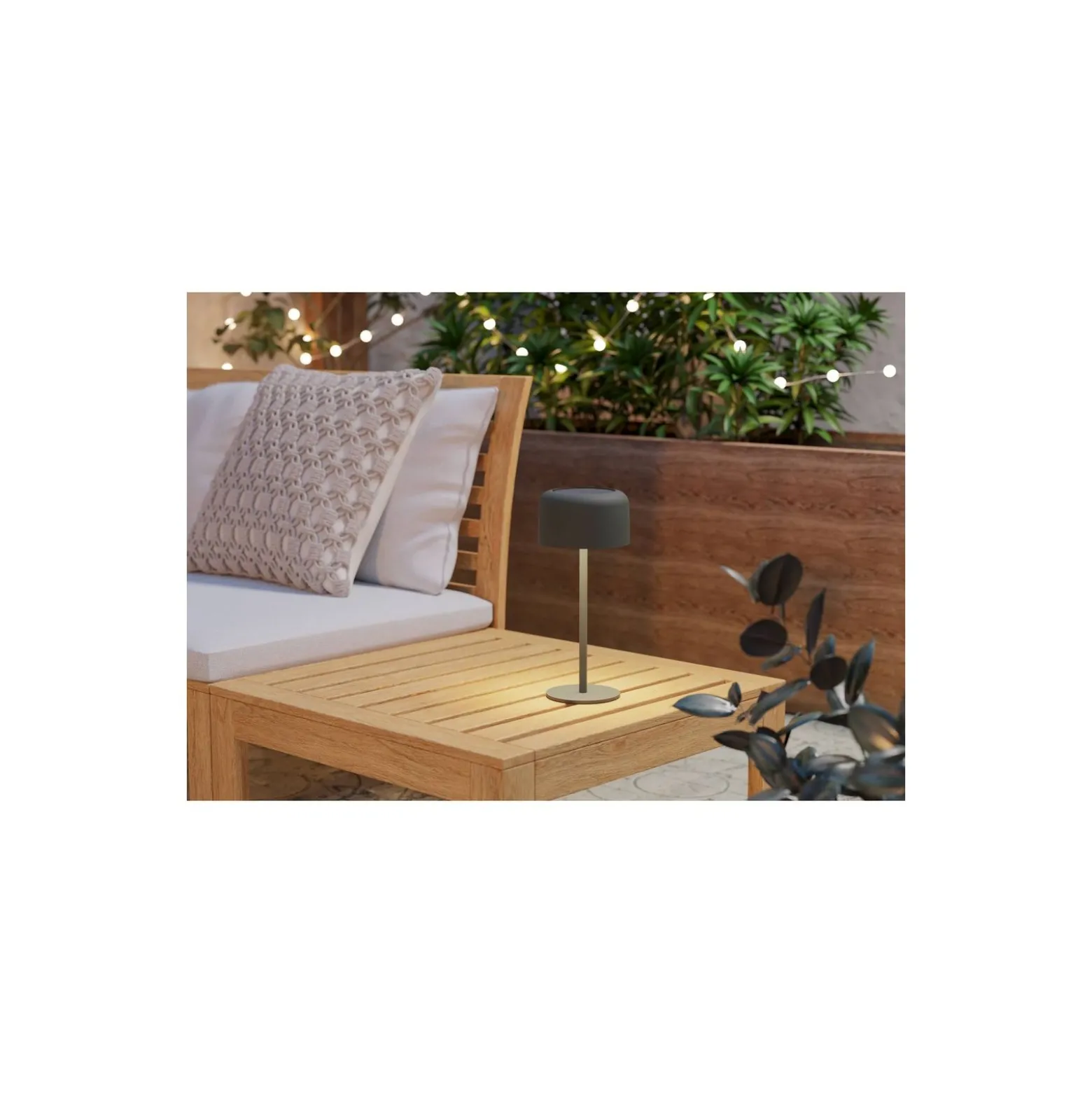 Eglo Bordslampa Roccanova Solar Stål Grön 2W 270lm - 830 Varm Vit | IP44 - Touchdimmerbar - USB-C