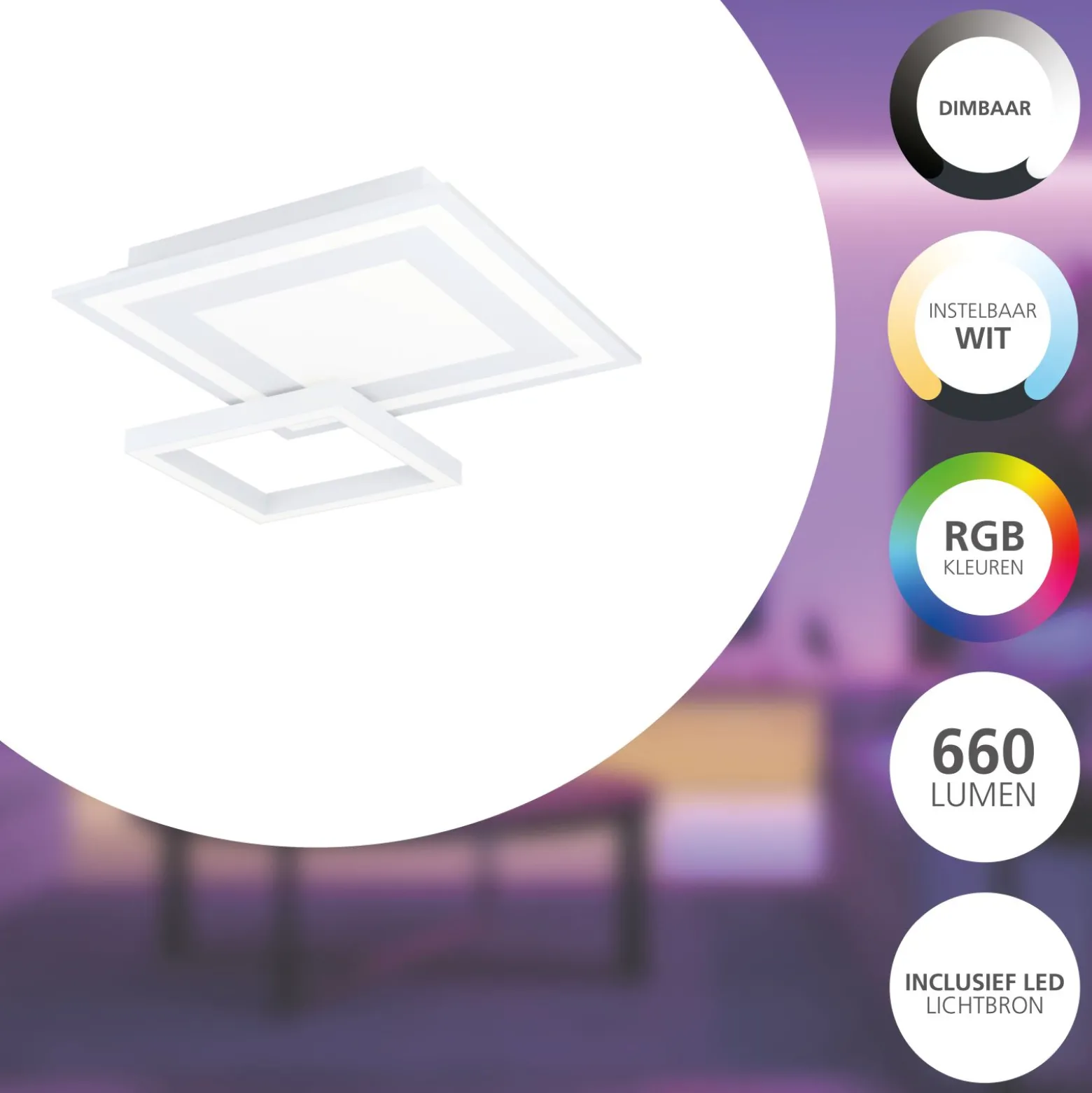 Eglo Connect.Z Smart Taklampa Savatarila-Z Stål Vit 2W 330lm - 827-865 Justerbar Vit | Dimbar