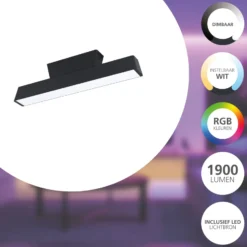 Eglo Connect.Z Smart Taklampa Simolaris Aluminium Svart 16W 1900lm - 827-865 Justerbar Vit | Dimbar