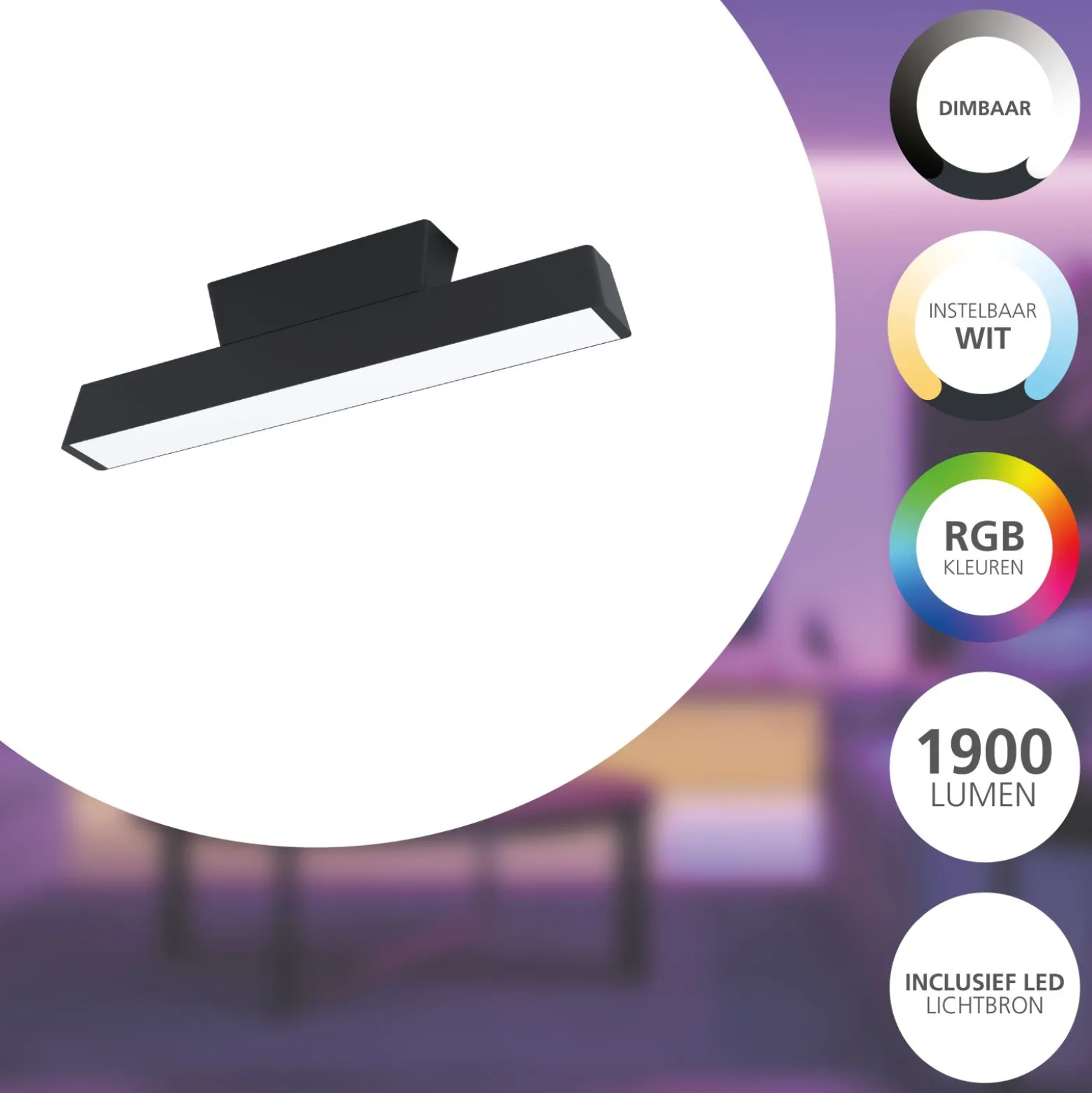 Eglo Connect.Z Smart Taklampa Simolaris Aluminium Svart 16W 1900lm - 827-865 Justerbar Vit | Dimbar