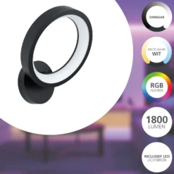 Eglo Connect.Z Smart Vägglampa Marghera- Stål Svart 15W 1700lm - 827-865 Justerbar Vit | Dimbar