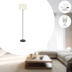 Eglo Golvlampa Febres Stål Svart Vit | Passande För 1x E27