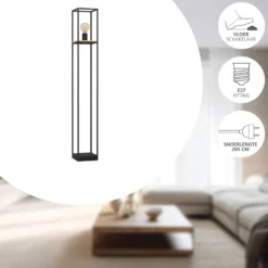 Eglo Golvlampa Libertad Stål Svart Trä | Passande För 1x E27