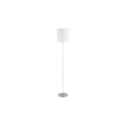 Eglo Golvlampa Pasteri Stål Satin Nickel Vit | IP20 - Passande för 1x E27