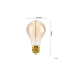 Eglo LED Päron E27 Filament Ambar 2W 100lm - 818 Extra Varm Vit | Dimbar - Ersättare 15W
