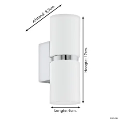 Eglo LED Vägglampa Passa Stål Krom Vit 28W 500lm - 830 Varm Vit | Passande För 2x GU10