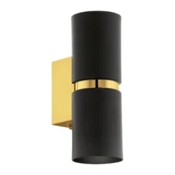 Eglo LED Vägglampa Passa Stål Svart Guld 28W 500lm - 830 Varm Vit | Passande För 2x GU10