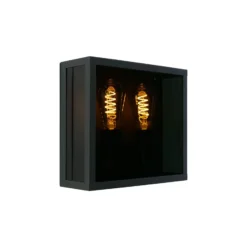 Eglo Vägglampa Alamonte Smoke Stål Svart | IP44 - Passande för 2x E27