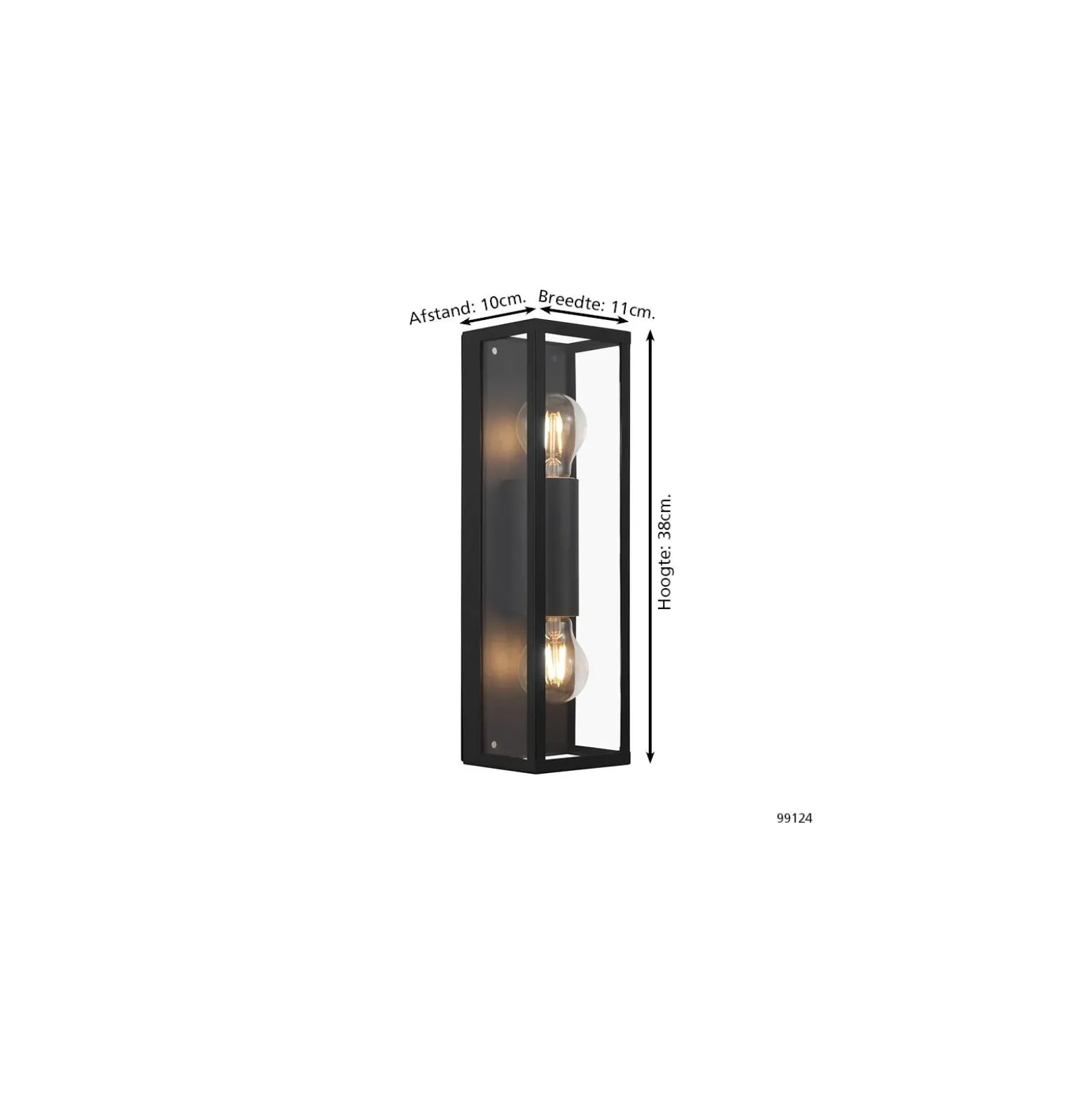 Eglo Vägglampa Amezola Stål Svart | IP44 - Passande För 2x E27