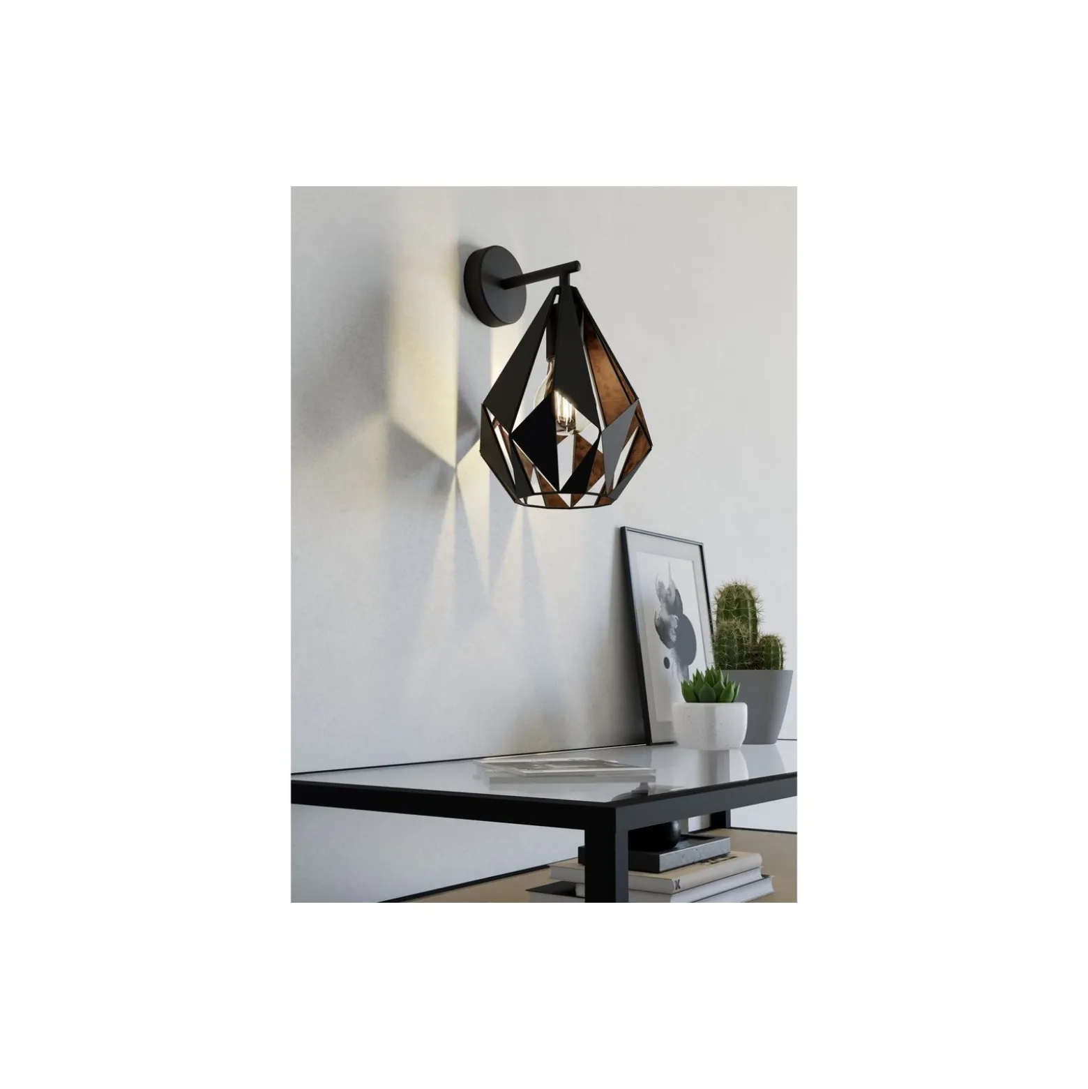 Eglo Vägglampa Carlton 1 Stål Svart Koppar | IP20 - Passande för 1x E27
