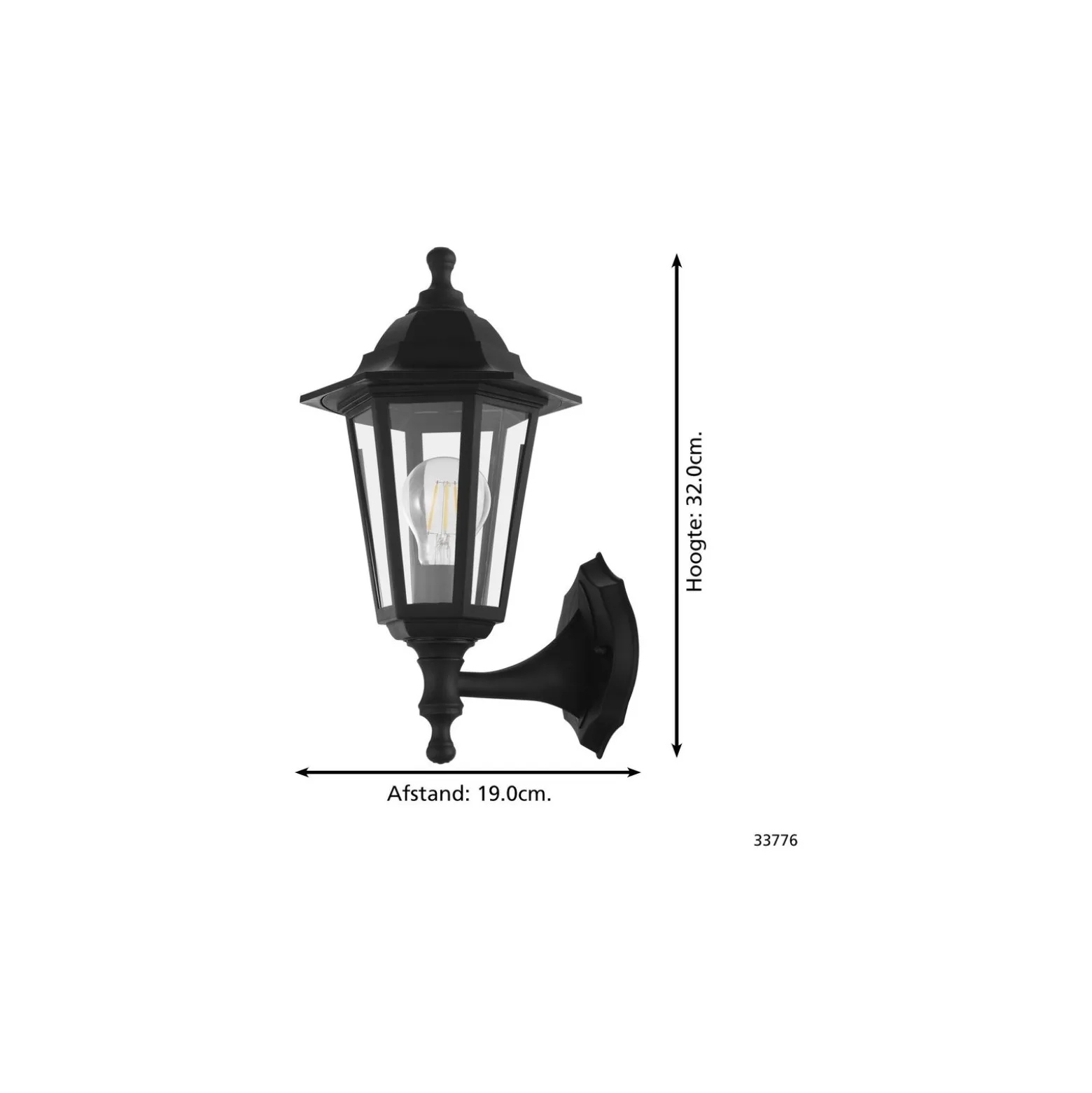 Eglo Vägglampa Duanera Svart | IP44 - Passande för 1x E27