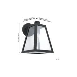 Eglo Vägglampa Mirandola Aluminium Svart | IP44 - Passande för 1x E27