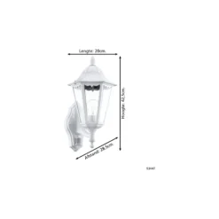 Eglo Vägglampa Navedo Aluminium Vit | IP44 - Passande för 1x E27 - Rörelsesensor