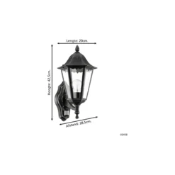 Eglo Vägglampa Navedo Aluminium Svart | IP44 - Passande för 1x E27 - Rörelsesensor