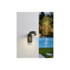 Eglo Vägglampa Palosco Stål Svart 4W 360lm - 830 Varm Vit | IP44 - Rörelsesensor
