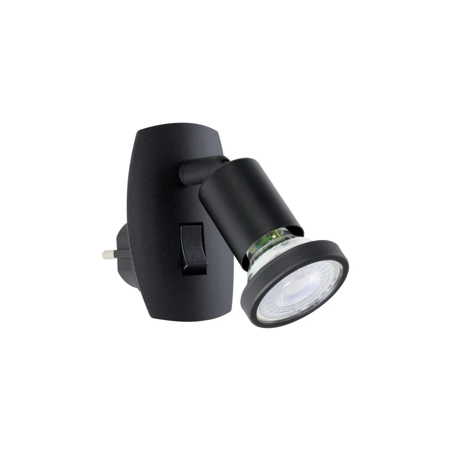 Eglo Vägglampa Parrini Lamp med Strömkontakt Svart 4.5W 345lm - 830 Varm Vit | IP20 - Inkl. 1x GU10