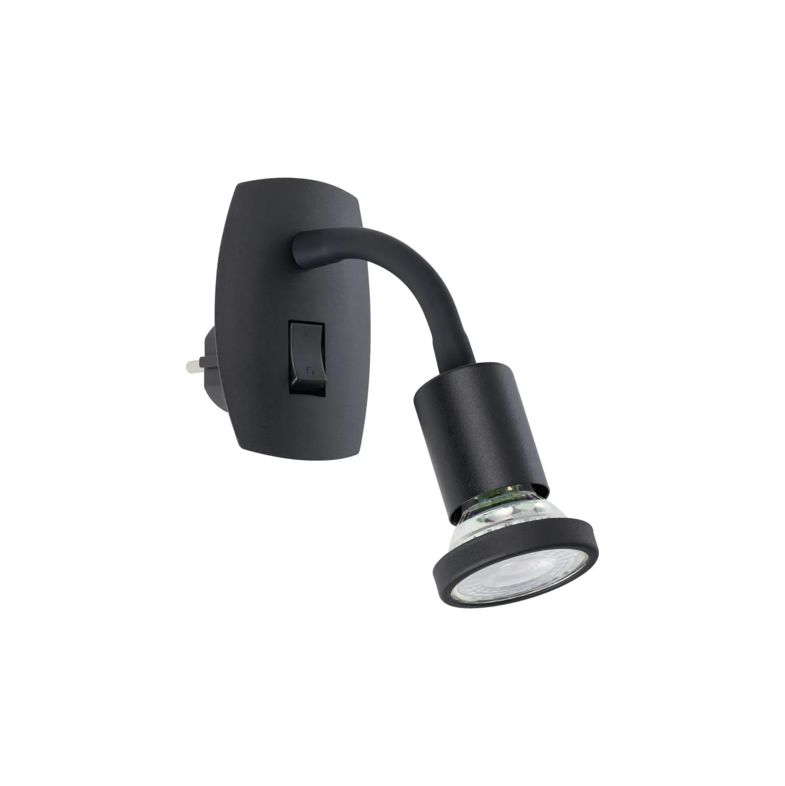 Eglo Vägglampa Parrini Lamp med Strömkontakt Svart 4.5W 345lm - 830 Varm Vit | IP20 - Inkl. 1x GU10