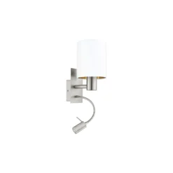 Eglo Vägglampa Pasteri Stål Satin Nickel 40 | IP20 - Inkl. Spot och Exkl. 1x E27