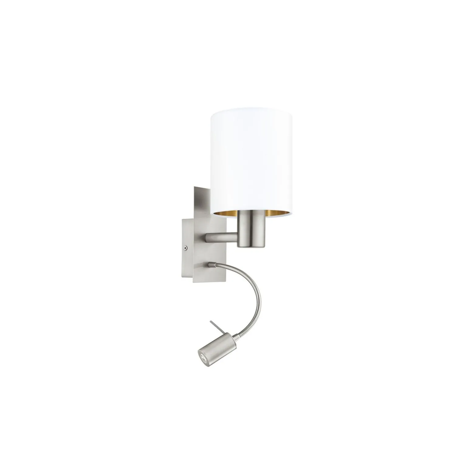 Eglo Vägglampa Pasteri Stål Satin Nickel 40 | IP20 - Inkl. Spot och Exkl. 1x E27