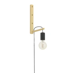 Eglo Vägglampa Pockley Trä Stål Brun Svart | Passande För 1x E27