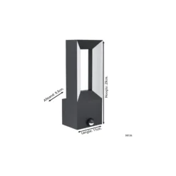 Eglo Vägglampa Riforano Aluminium Svart 5W 550lm - 830 Varm Vit | IP44 - Rörelsesensor