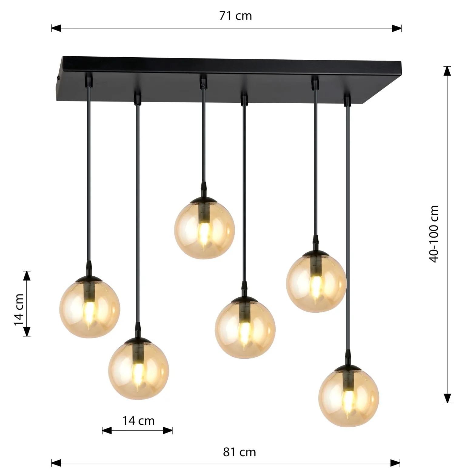 Emibig Pendellampa Cosmo Stål Svart | Passande för 6x E14 - Max 10W