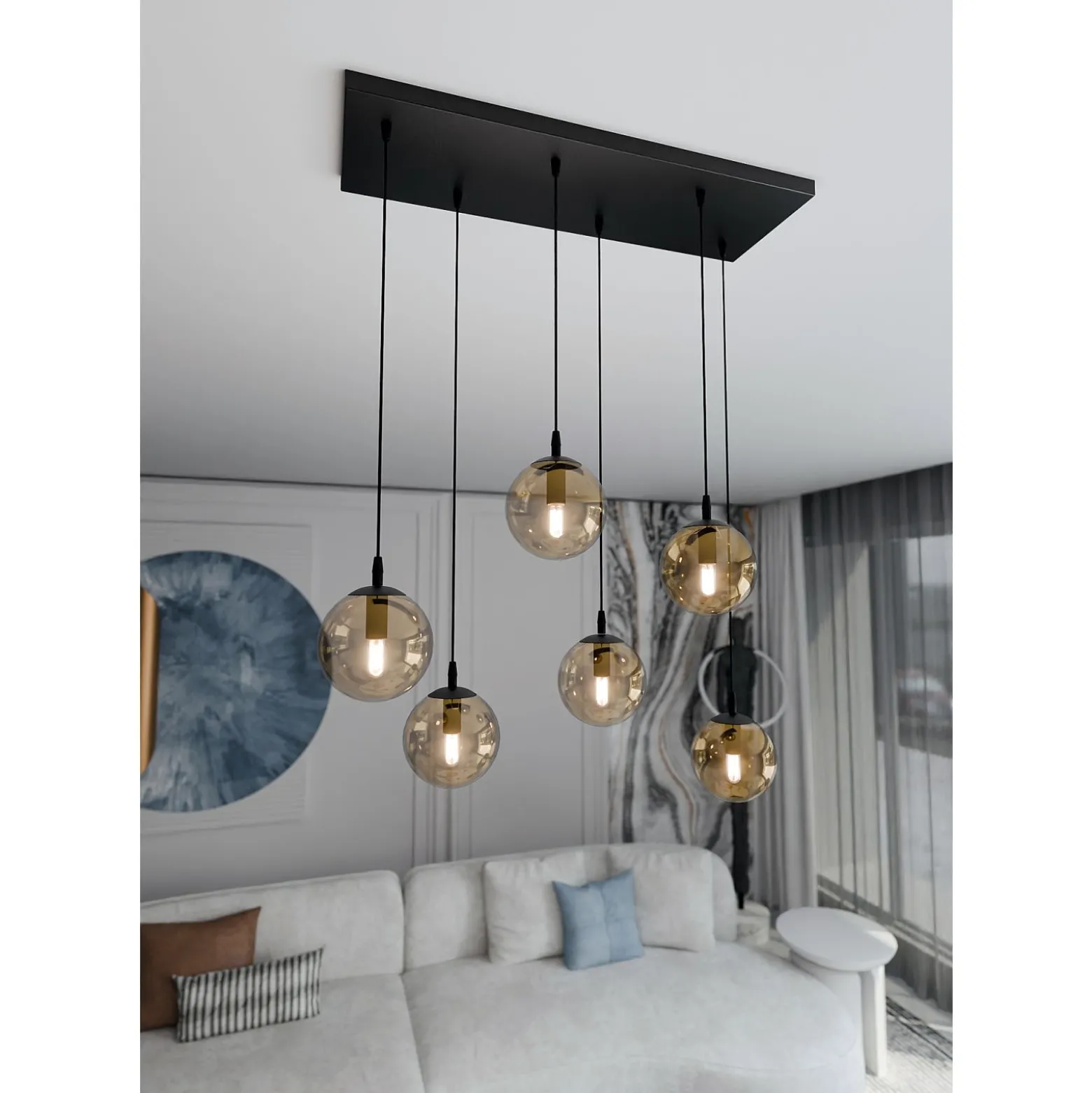 Emibig Pendellampa Cosmo Stål Svart | Passande för 6x E14 - Max 10W