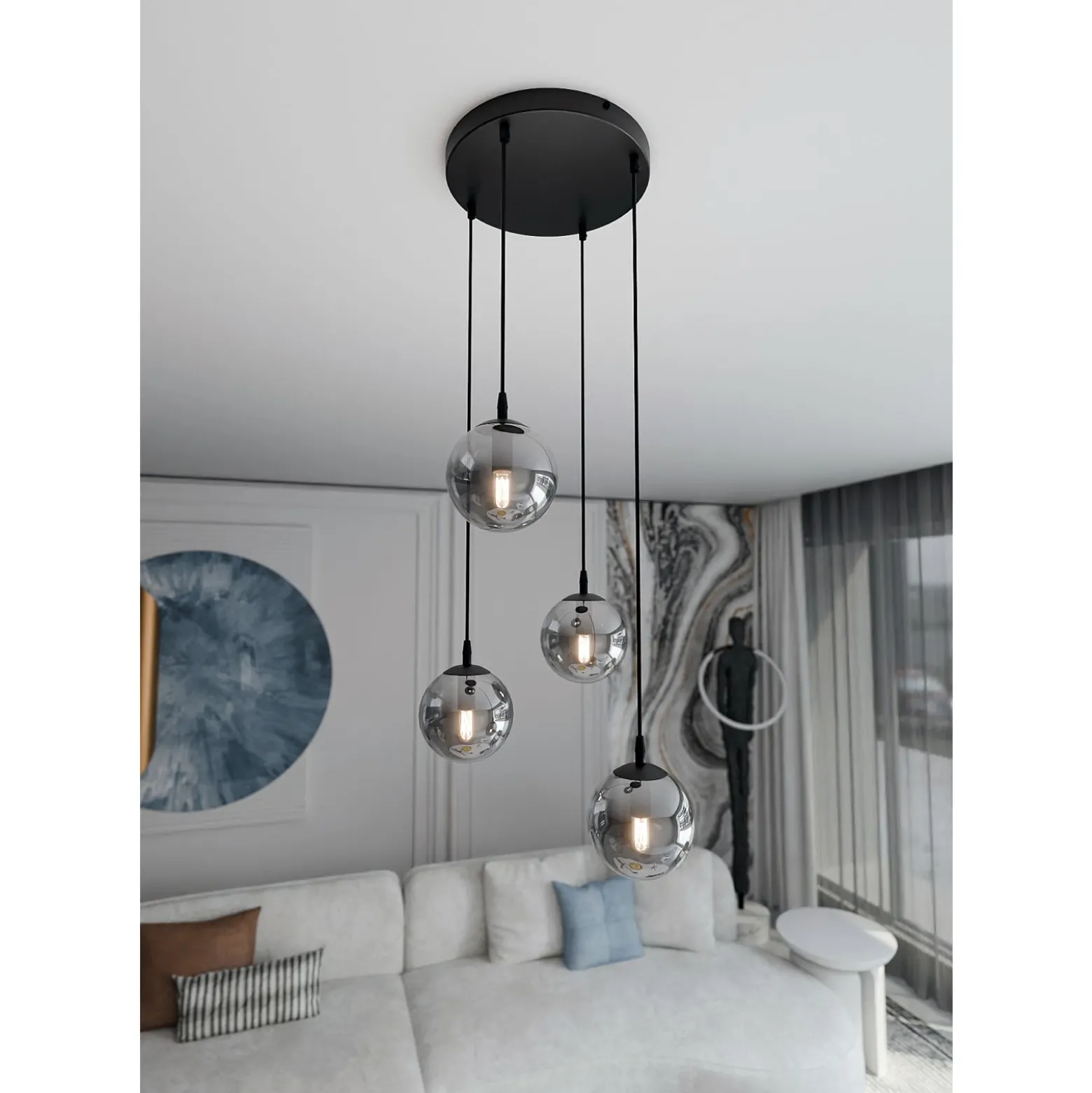 Emibig Pendellampa Cosmo Stål Svart | Passande för 4x E14 - Max 10W