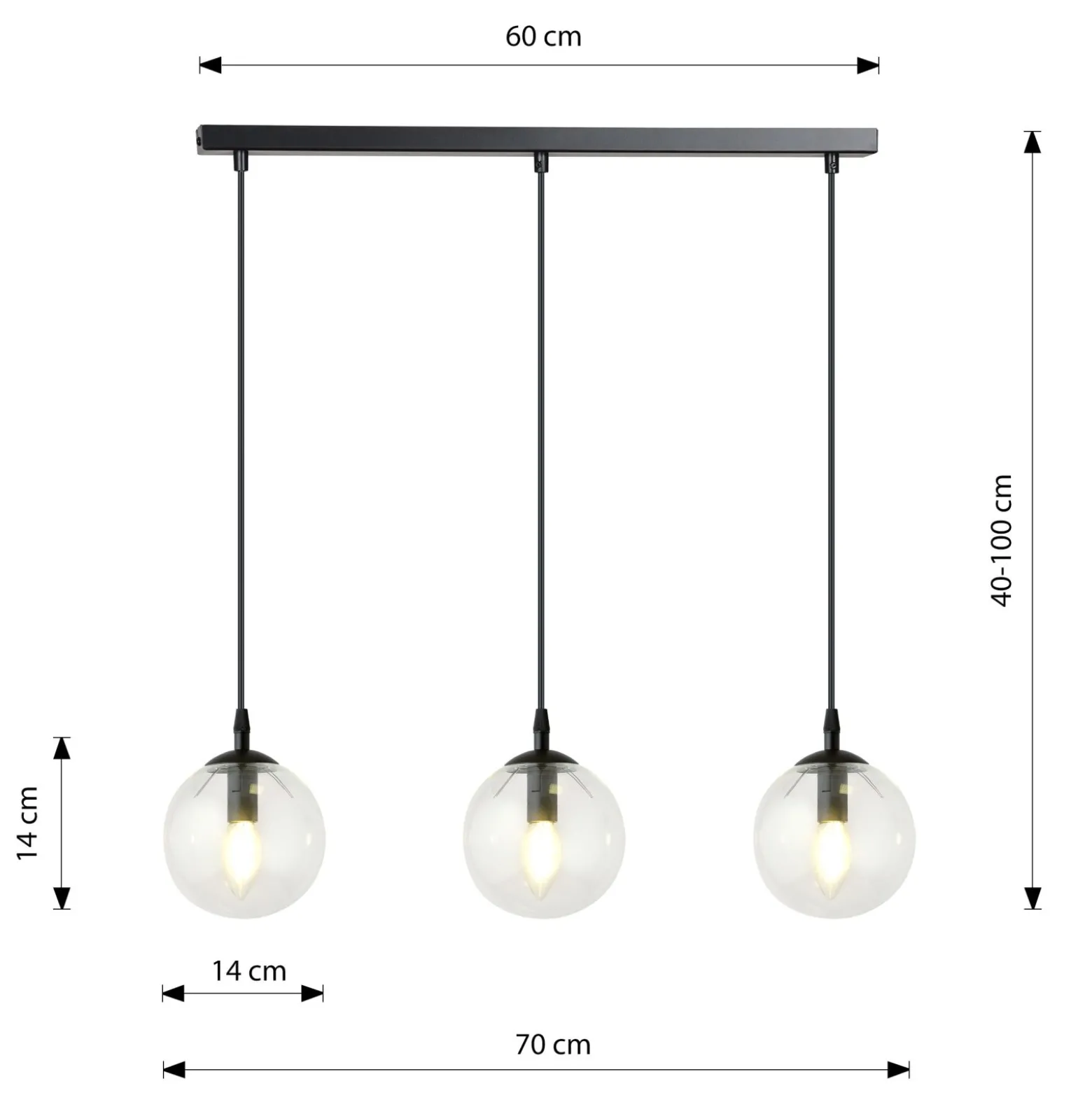 Emibig Pendellampa Cosmo Stål Svart | Passande för 3x E14 - Max 10W