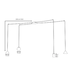 Emibig Pendellampa Fuji Stål Guld | Passande för 1x E14 - Max 10W, 1x GU10 - Max 10W, 2x GX53 - Max 10W