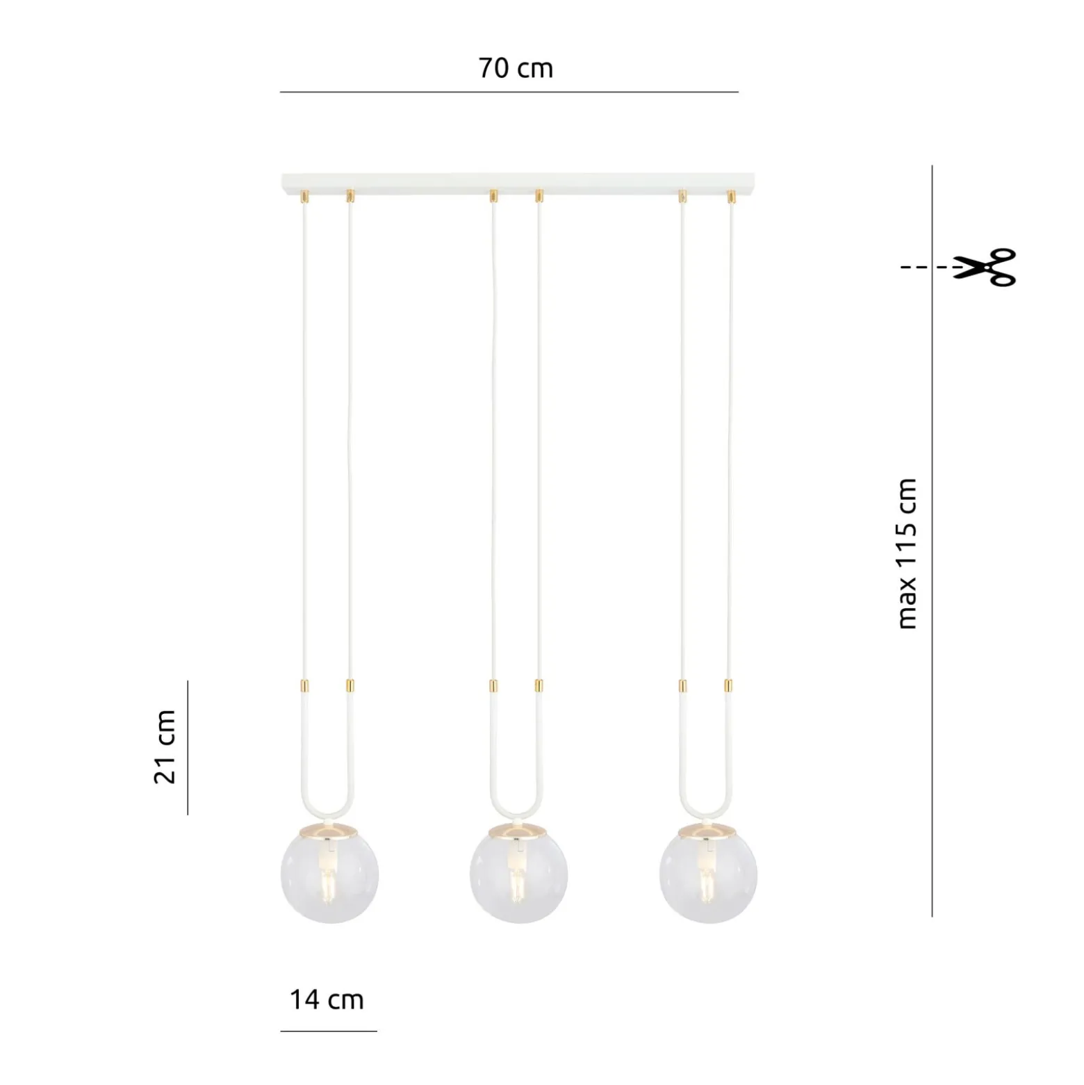 Emibig Pendellampa Glam Stål Vit | Passande för 3x E14 - Max 10W