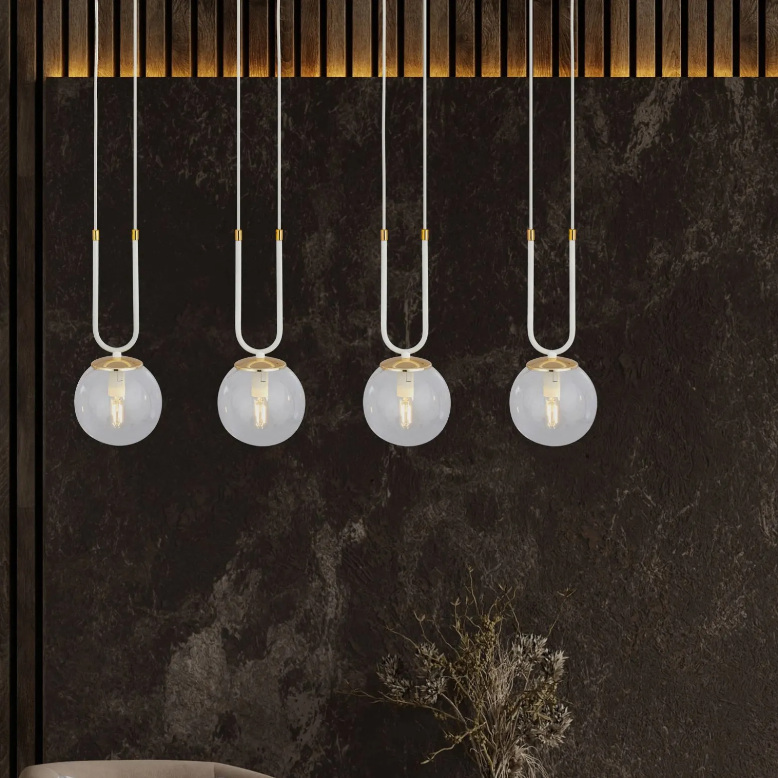 Emibig Pendellampa Glam Stål Vit | Passande för 4x E14 - Max 10W