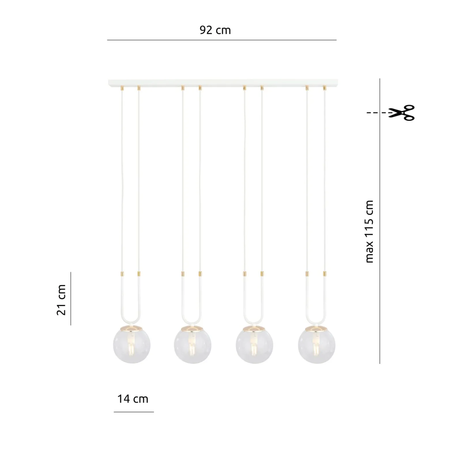 Emibig Pendellampa Glam Stål Vit | Passande för 4x E14 - Max 10W