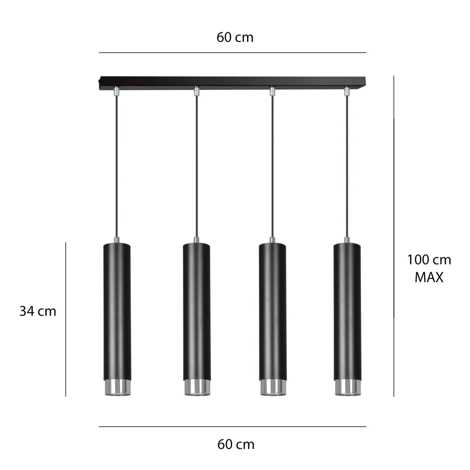 Emibig Pendellampa Kibo Stål Svart | Passande för 4x GU10 - Max 10W
